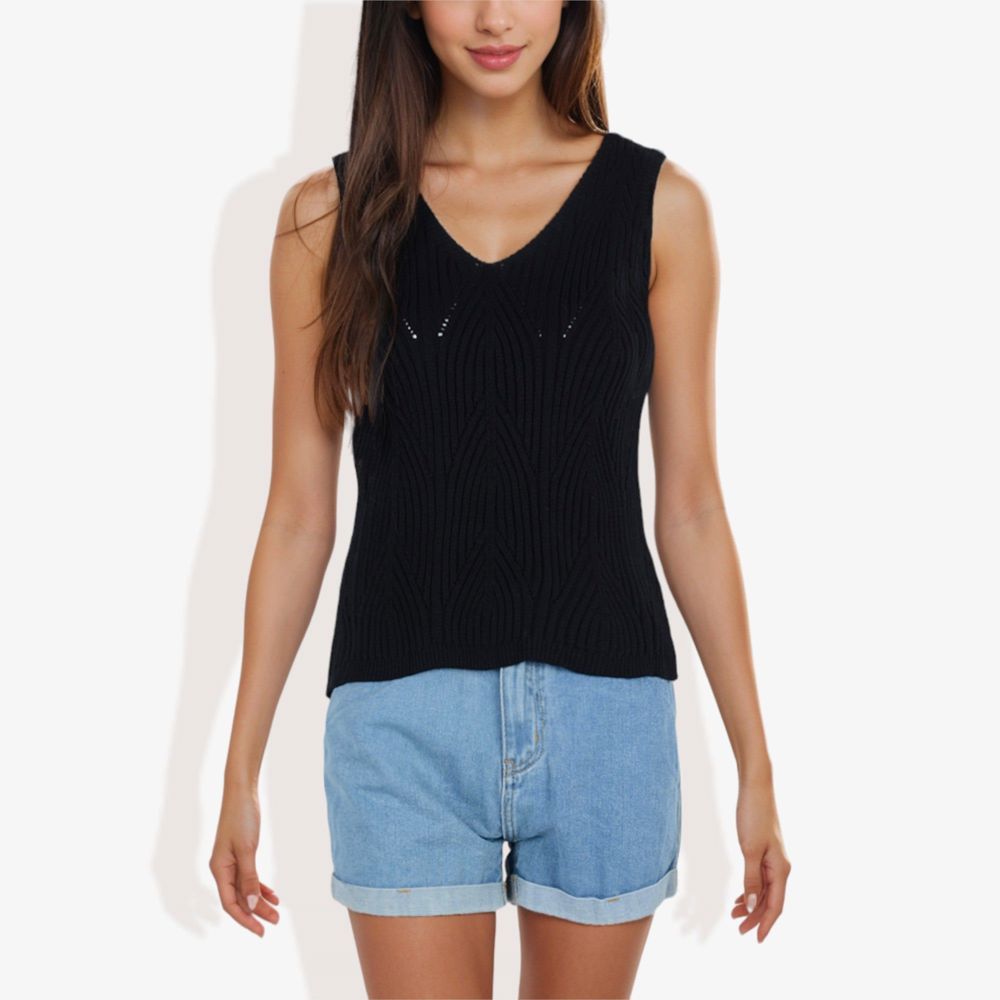 Sleeveless V-Neck Sweater Knit Tank Top