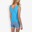 Blue Large Sleeveless V-Neck Sweater Knit Tank Top