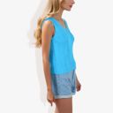 Blue Medium Sleeveless V-Neck Sweater Knit Tank Top