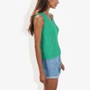 Green Large Sleeveless V-Neck Sweater Knit Tank Top