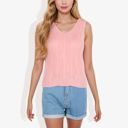 Pink Large Sleeveless V-Neck Sweater Knit Tank Top