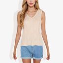 Beige Large Sleeveless V-Neck Sweater Knit Tank Top