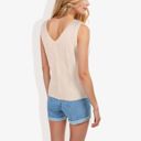 Beige Large Sleeveless V-Neck Sweater Knit Tank Top