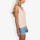 Beige Large Sleeveless V-Neck Sweater Knit Tank Top