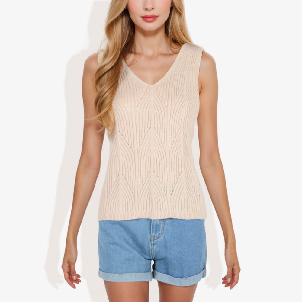 Sleeveless V-Neck Sweater Knit Tank Top