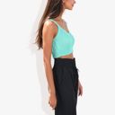  Knit Crop Top with Spaghetti Straps and Ribbed Hem Sleeveless Summer Tank Top