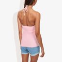  Halter Neck Knit Tank Top with Ribbed Design and Stretchy Fit for Casual Summer Wear