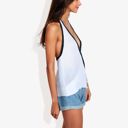 White Medium Halter Neck Knit Tank Top with V-Neck Wrap Design and Side Tie Detail Casual Summer Top