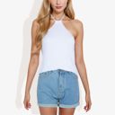  Ribbed Halter Neck Tank Top with Slim Fit and Comfortable Stretch for Casual Summer Outfits