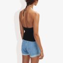 Black Large Ribbed Halter Neck Tank Top with Slim Fit and Comfortable Stretch for Casual Summer Outfits