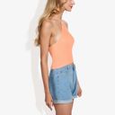 Orange Large Ribbed Halter Neck Tank Top with Slim Fit and Comfortable Stretch for Casual Summer Outfits