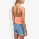 Orange Large Ribbed Halter Neck Tank Top with Slim Fit and Comfortable Stretch for Casual Summer Outfits