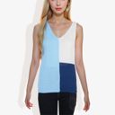  V-Neck Color Block Sleeveless Sweater Top Lightweight Knit Design Ideal for Layering or Wearing Alone