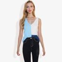  V-Neck Color Block Sleeveless Sweater Top Lightweight Knit Design Ideal for Layering or Wearing Alone