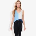  V-Neck Color Block Sleeveless Sweater Top Lightweight Knit Design Ideal for Layering or Wearing Alone