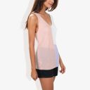 Pink Large V-Neck Color Block Sleeveless Sweater Top Lightweight Knit Design Ideal for Layering or Wearing Alone