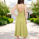  Sleeveless Midi Dress with Elastic Waist and Flowy Skirt