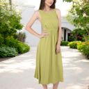  Sleeveless Midi Dress with Elastic Waist and Flowy Skirt