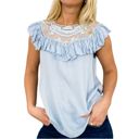  Sleeveless Shirt with Lace Pattern and Relaxed Fit