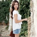 White Large Sleeveless Shirt with Lace Pattern and Relaxed Fit