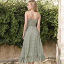 Green Large Strap Midi Dress with Flattering A-Line Silhouette and Ribbed Knit