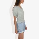  V-Neck Button Front Smocked Waist Short Sleeve Blouse