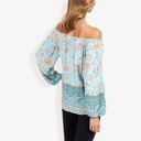  Off Shoulder Floral Print Long Sleeve Bohemian Blouse