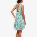 Green Large Sleeveless V-Neck Floral Print Dress Tiered Flowy Sundress