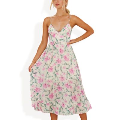 Spaghetti Strap Floral Maxi Dress with Tiered Hem