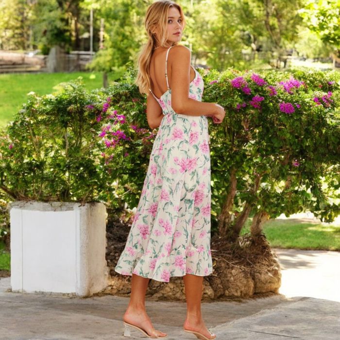 Spaghetti Strap Floral Maxi Dress with Tiered Hem