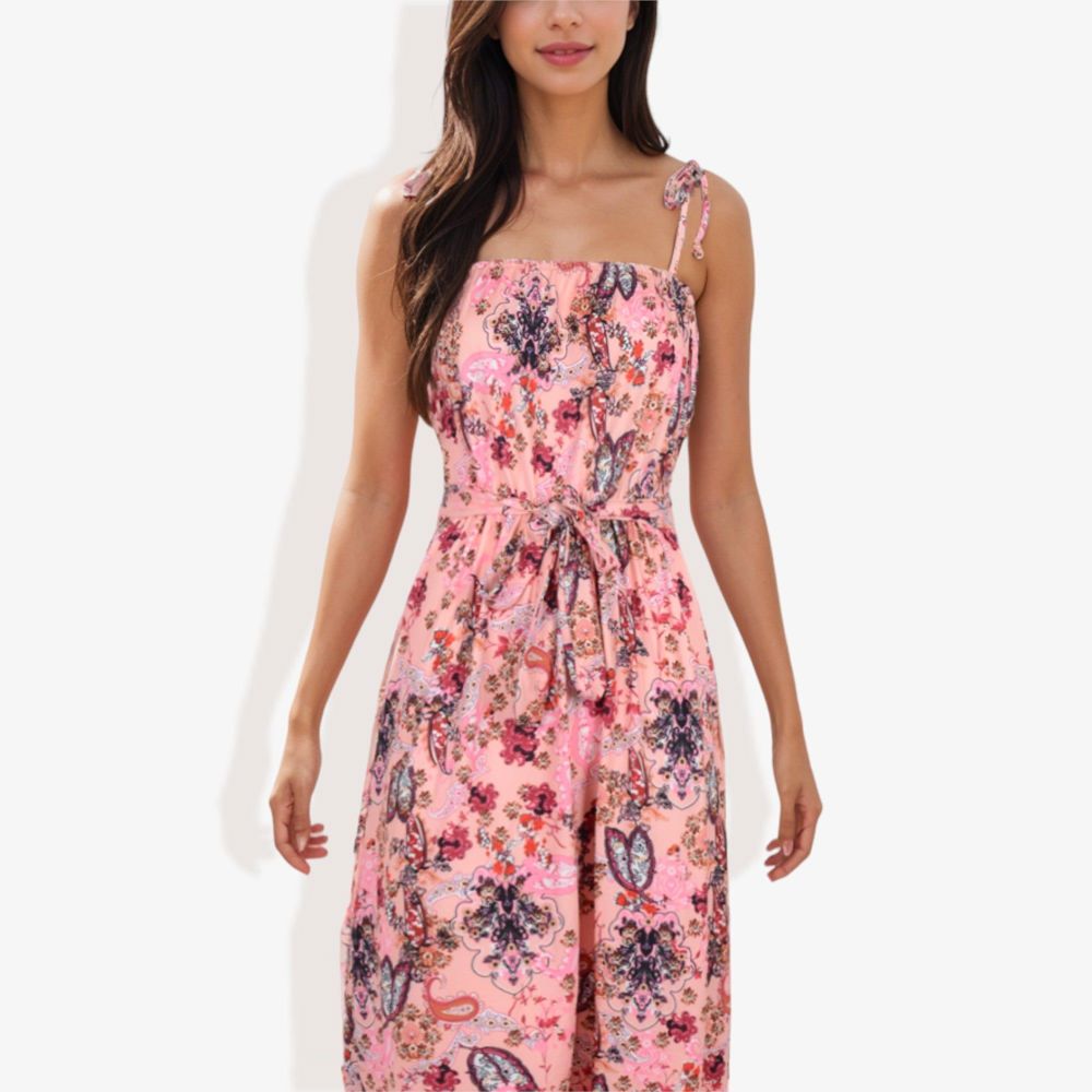 Floral Print Tie Strap Summer Dress