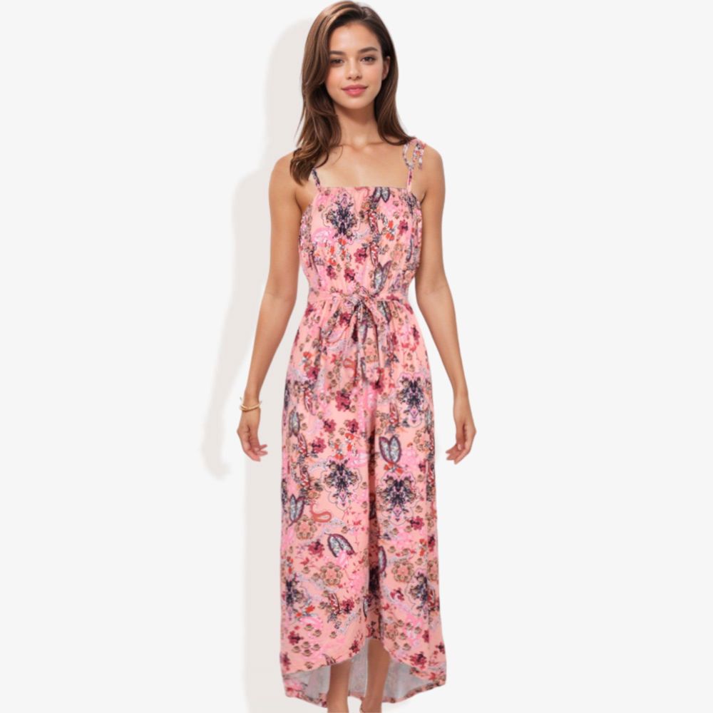 Floral Print Tie Strap Summer Dress