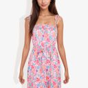 Pink Large Floral Print Tie Strap Summer Dress