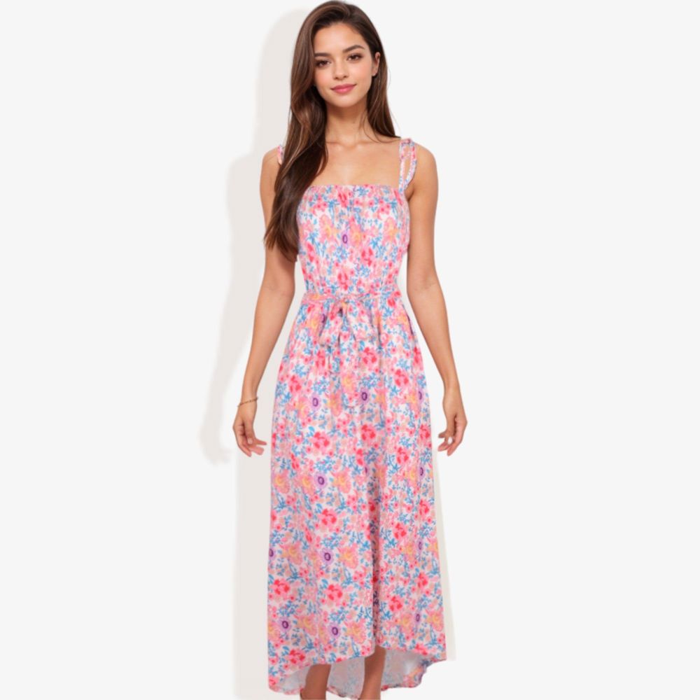 Floral Print Tie Strap Summer Dress