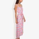 Pink Large Floral Print Tie Strap Summer Dress