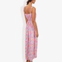 Pink Large Floral Print Tie Strap Summer Dress