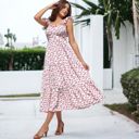 Pink Large Tie Back Ruffle Strap Dress