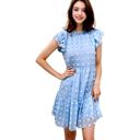  Summer Casual Swiss Dot High Neck Short Sleeve Ruffle Loose Dress