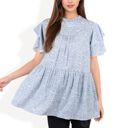  Short Sleeve Babydoll Blouse with Ruffled Hemline and Loose Fit for Effortless Casual Style