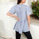  Short Sleeve Babydoll Blouse with Ruffled Hemline and Loose Fit for Effortless Casual Style