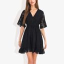  V-Neck Short Sleeve Lace Mini Dress