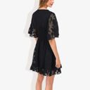 Black Large V-Neck Short Sleeve Lace Mini Dress