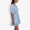 Blue Large V-Neck Short Sleeve Lace Mini Dress