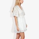 White Large V-Neck Short Sleeve Lace Mini Dress