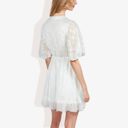 White Large V-Neck Short Sleeve Lace Mini Dress