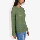  Long Sleeve Crochet Knit Sweater with Crew Neck and Relaxed Fit for Fall and Winter