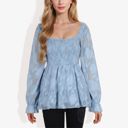  Square Neck Smocked Top with Sheer Puff Sleeves Elegant and Stylish for Any Occasion