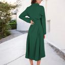  Long Sleeve Button-Down Shirt Dress with Waist Tie Belt and Classic Collar