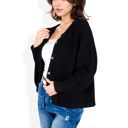 Black Large Button-Up Knit Cardigan with Long Sleeves