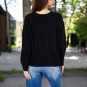 Black Large Button-Up Knit Cardigan with Long Sleeves